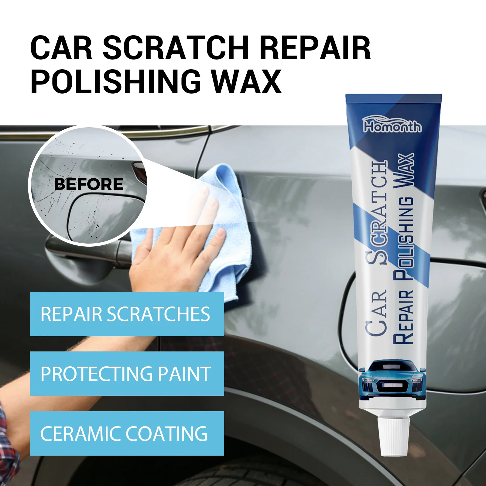 Homonth Quick Car Waxing Waterproof Car Body Wax Eco-friendly Protective Wax For Car Body