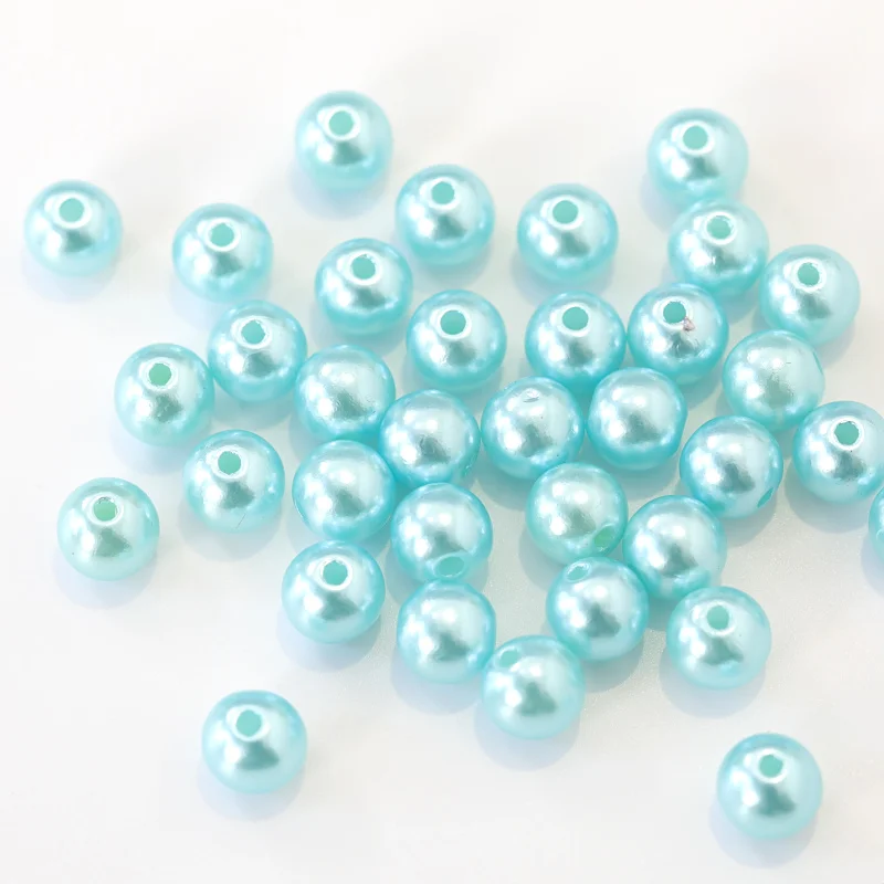 
Best Selling Sapphire ABS Plastic Loose Round Sewing Pearls Large Hole Pearl 