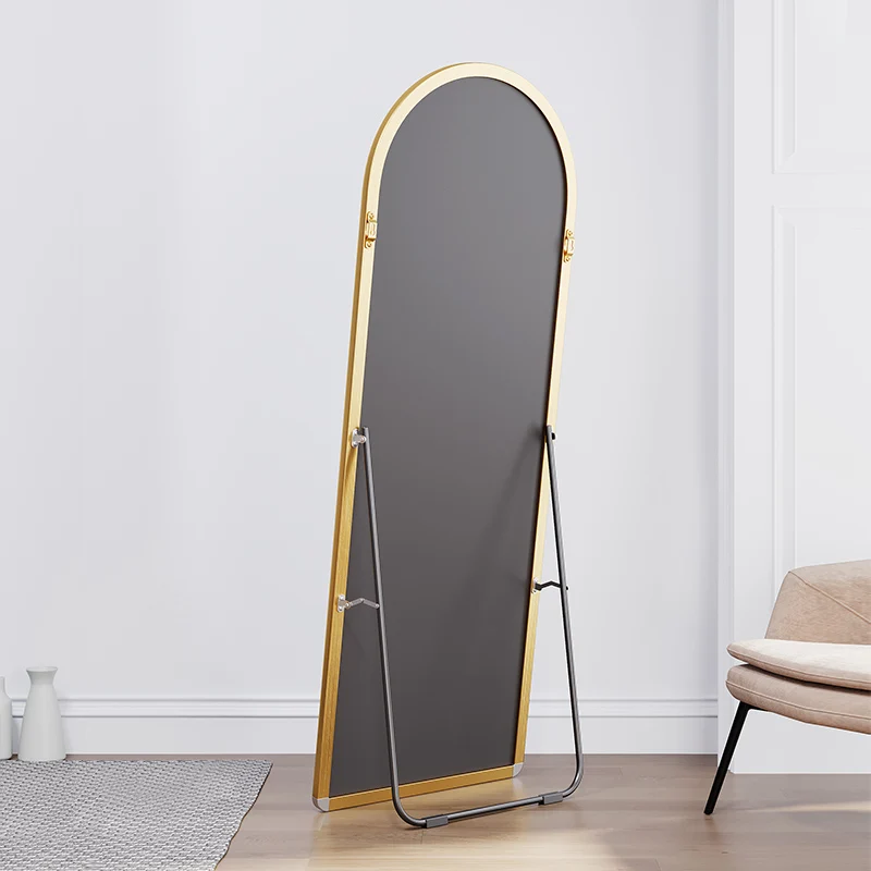 Factory Wholesale Glod Arch Shape Wall Mounted Large Floor Mirrors Standing Aluminium Alloy Framed Mirror Living Room Mirrors
