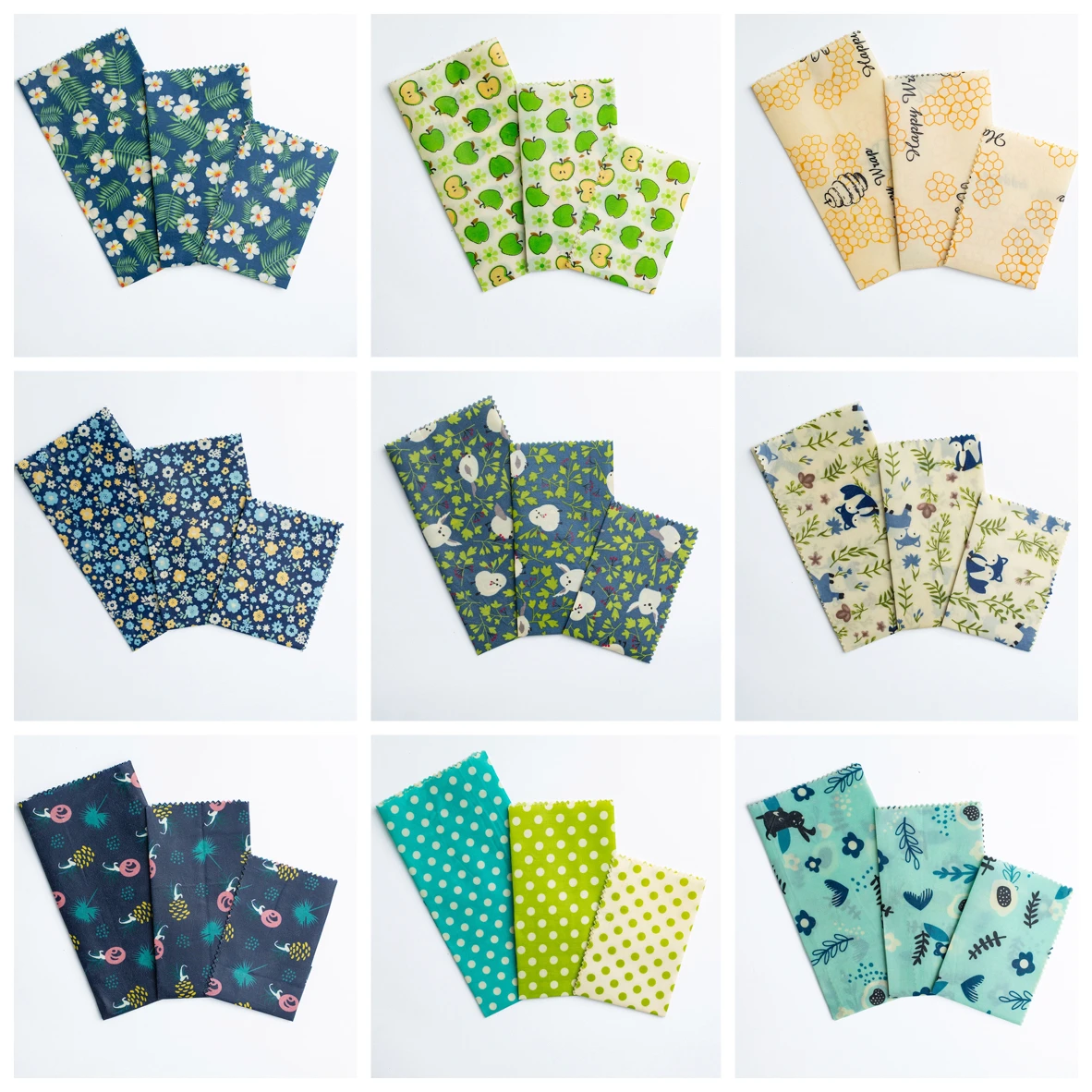 Eco friendly Natural  organic food wrapping 6 pack beeswax cloth wrap  for school lunch