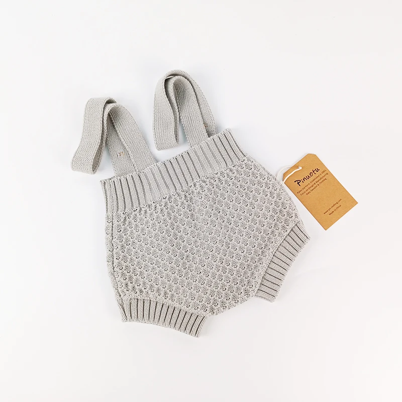 Pinuotu Knitted Newborn Baby Overalls Blank Dungarees Crochet Jacquard Toddlers Rompers Suspenders Shorts Bib Pants Clothes