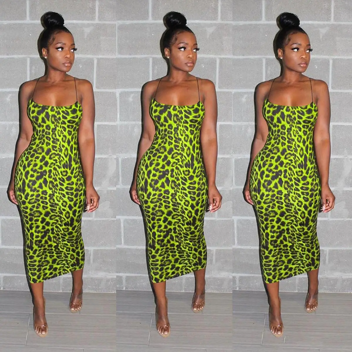 
Fashion Women Sexy Suspender Leopard Print Dress Casual Club Plus Size Dresses Skirts 