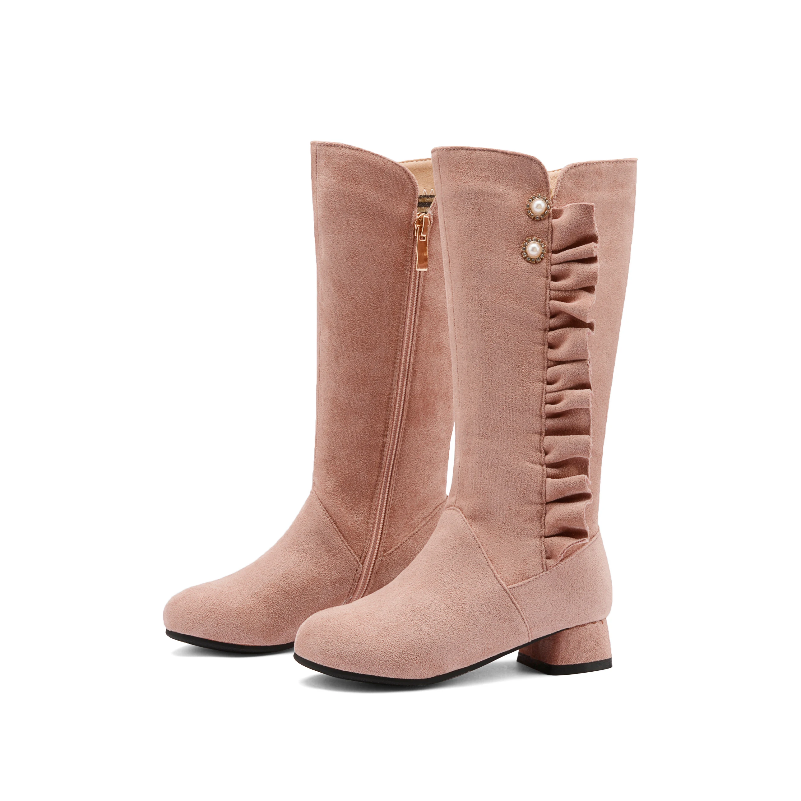 Высокие ботинки для девочек, осенне-зимние детские ботинки, бархатные ботинки принцессы для больших детей, 2021