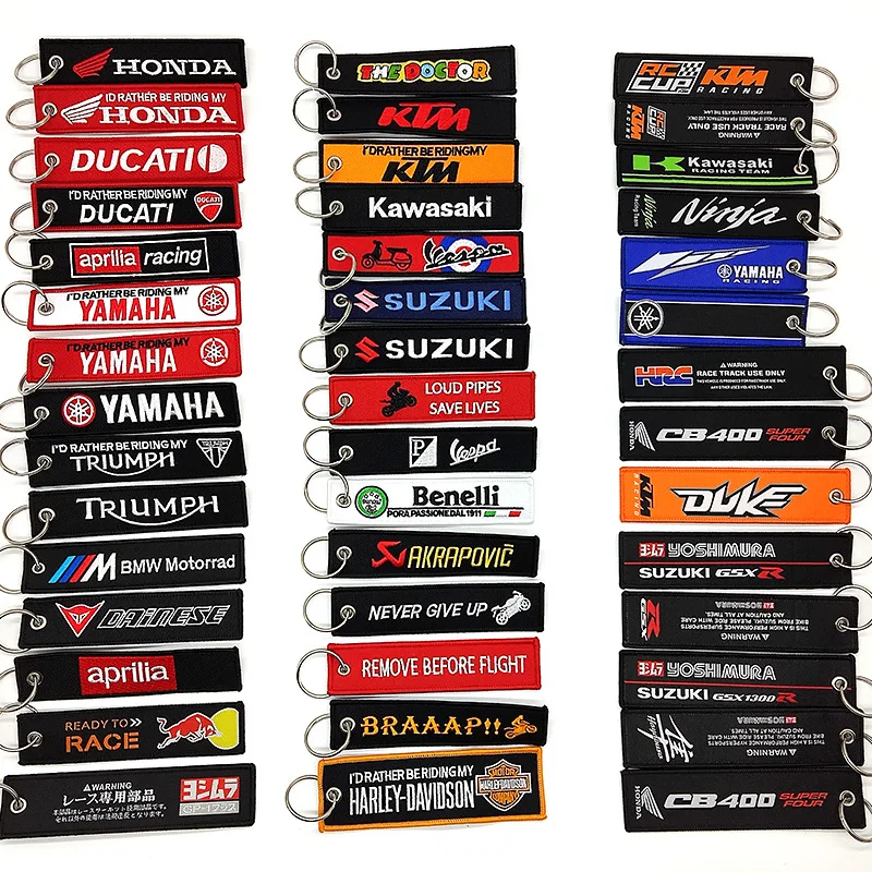 Motorcycle Keychain Fabric Embroidery Keyring  Motor Scooter Truck Biker Gift