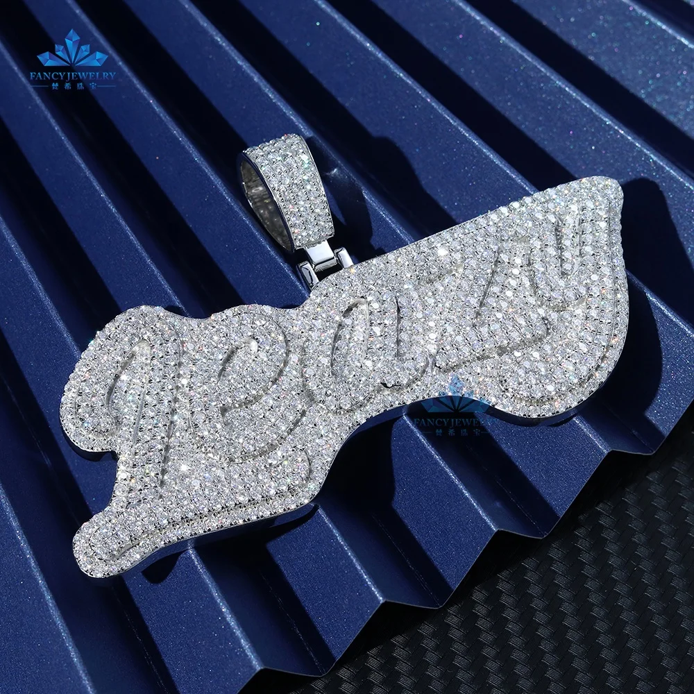Custom HipHop Jewelry Iced Out Round Brilliant Cut D VVS Moissanite Name Pendant Charm For Gift Party