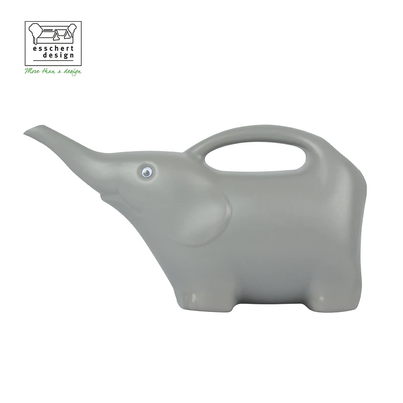 Esschert Design TG244 1.6L 0.43gal HDPE Plastic Grey Elephant Children Plant Watering Cans Garden