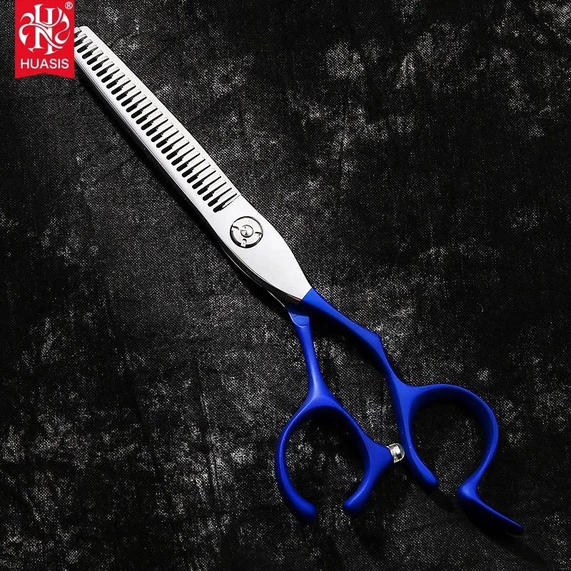 China wholesale 6-inch blue stainless steel sword type double-sided hairdressing scissors