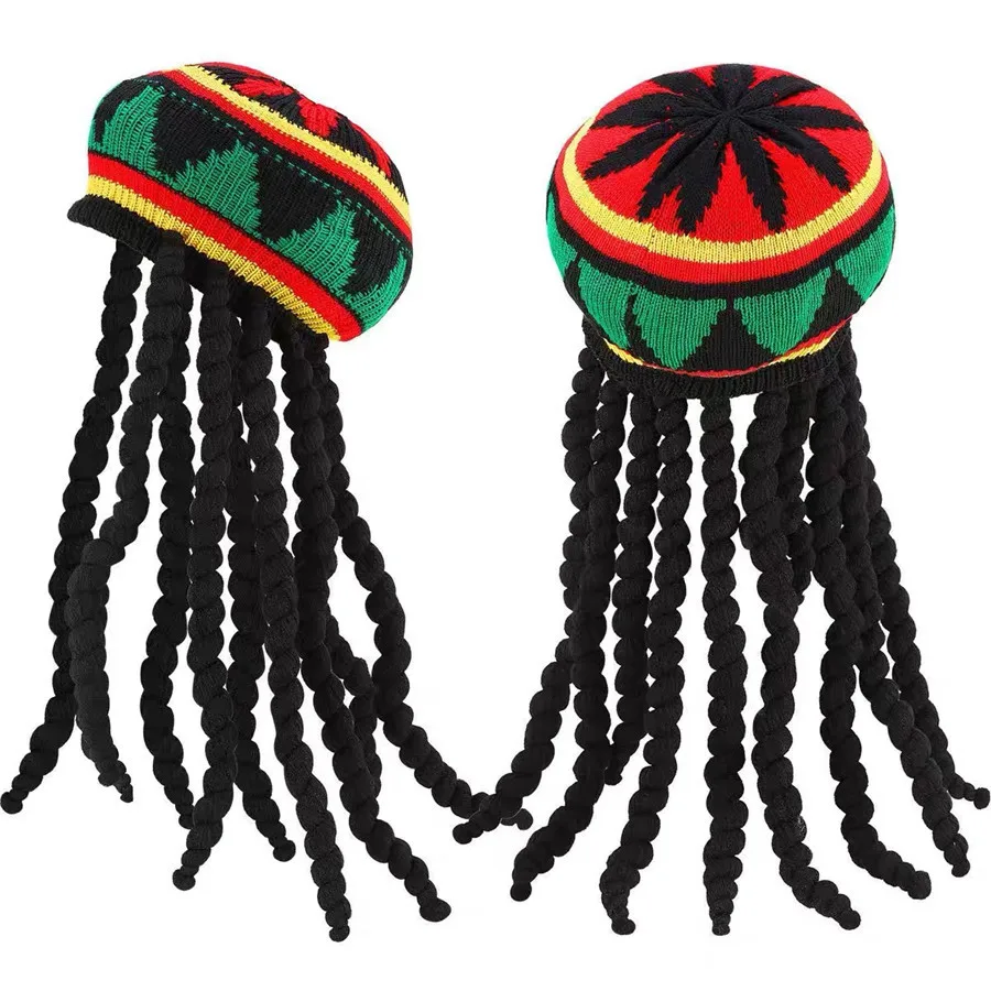 Wholesales Cheap Unisex Fashion Crochet Rasta Hat Custom Rasta Crochet Slouchy Knitted Jamaican Handmade Knit Beret Hats
