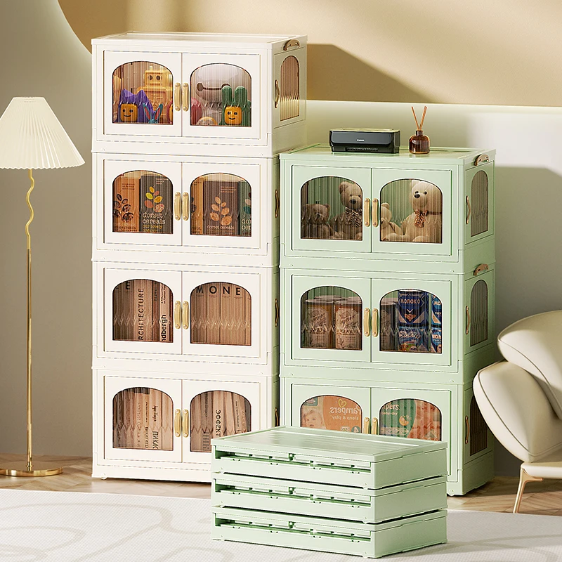 China Factory OEM Online Shopping Magnet Three Door Open Collapsible Foldable Plastic Storage Boxes With Wheels
