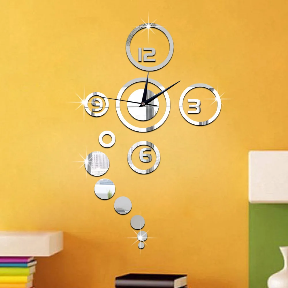 Creative DIY  Acrylic Digital Mirror Wall Clock Stylish Living Room Sofa Mute Home Wall Sticker Wall Clock