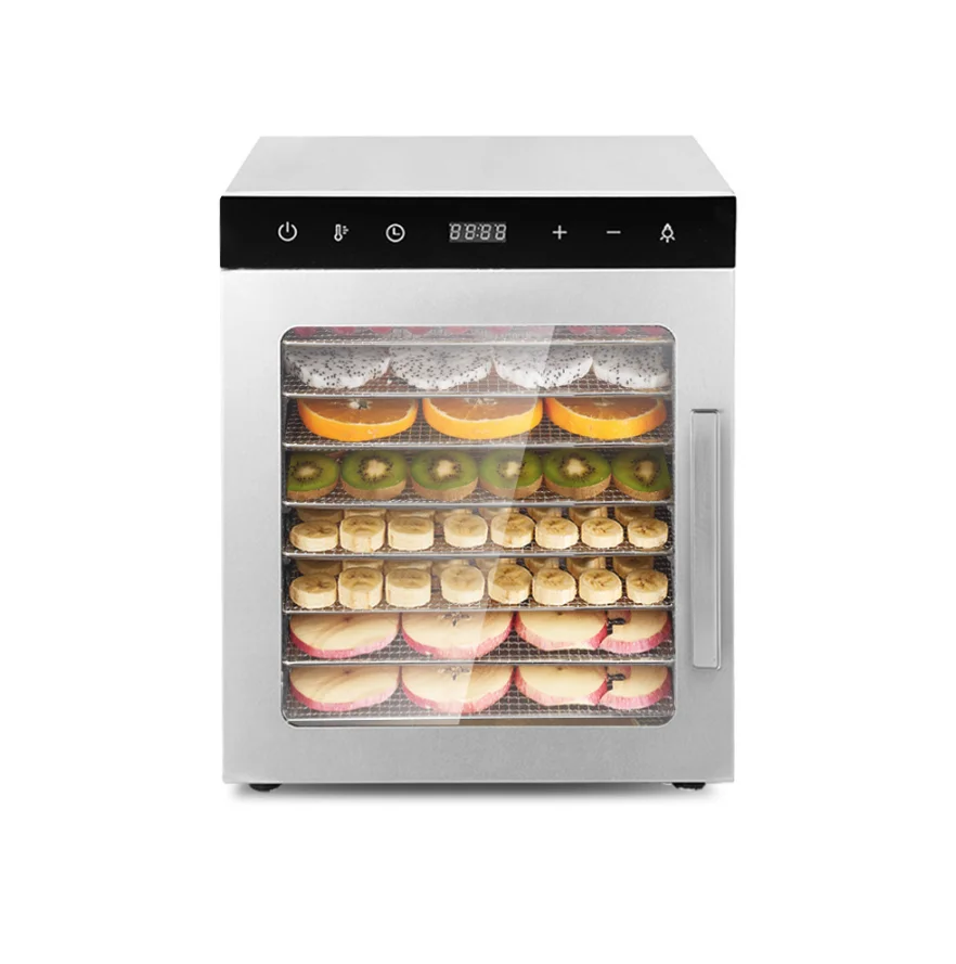 8 Tray Domestic Fruit Dryer Adjustable Temperature Vegetable Fruit Food Dehydrator with LED/LCD Display Screen Visible Window