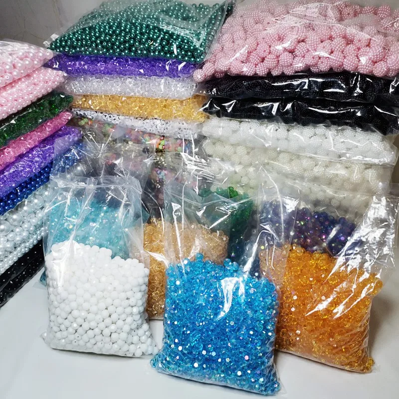 Wholesale Acrylic Plastic Beads 500g/bag 6mm 8mm 10mm Clear Faceted Beads Hanging Acrylic Crystal Beads for Bags Making