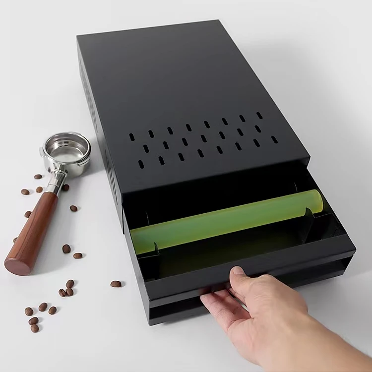 The Best Price Black Red Sliver Color Stainless Steel Unique Cafe Tamping Coffee Knock Box Drawer
