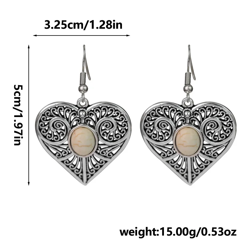 Wholesale Fashion Jewelry Elegant Solid 925 Sterling Silver Love Heart Turquoise Gem Earrings for Women Gift