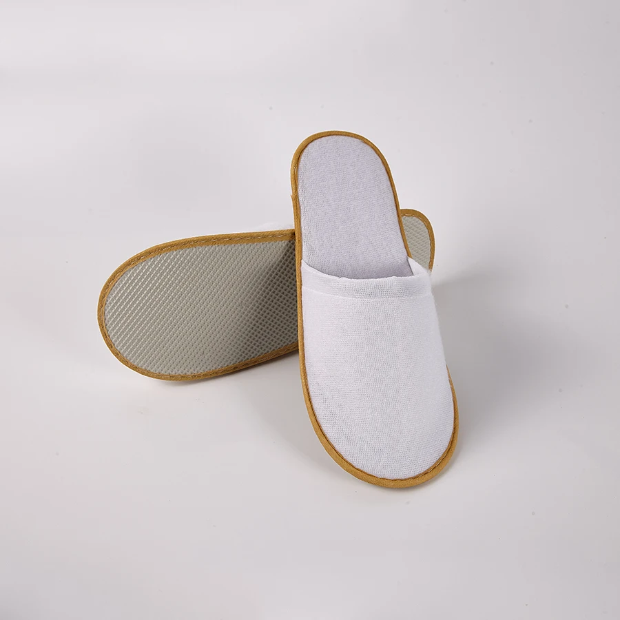 White hotel slippers luxury white non-slip EVA sole high quality spa hotel bedroom disposable slippers