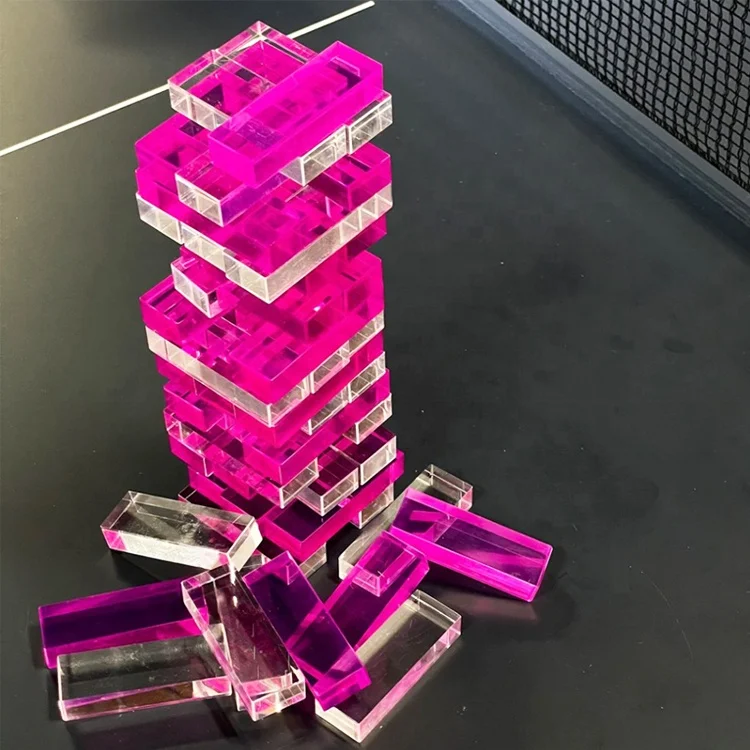 54pcs Colored Acrylic Stacking Tumbling Tower Game Building Block Stacking Tumble Tower for Kid