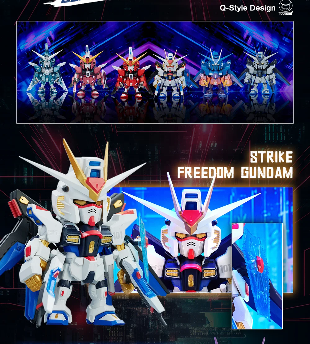 Hot sale product cute collection ornaments Q-style aircraft anime mystery box SD gundams Free and justice series play blind boxe