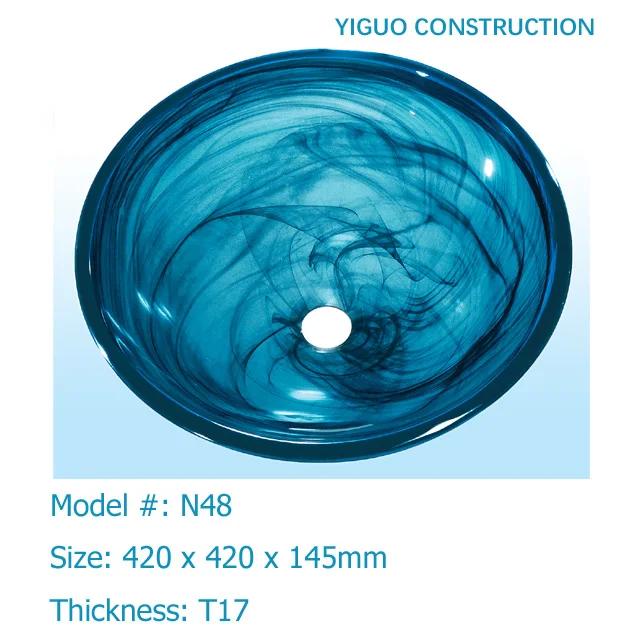 
Tempered Glass Vessel Sink, with cUPC certificate, gold fish vessel. 