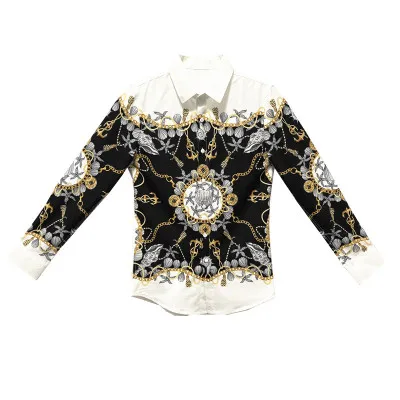 
Wholesale fall korean silming casual fower buttons printed business shirt for men 