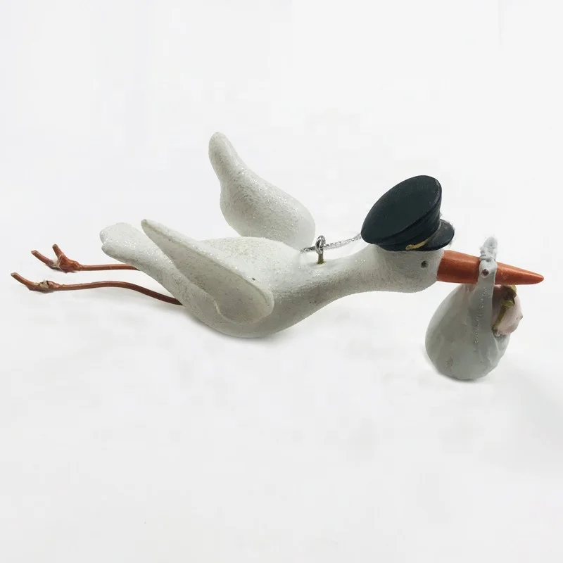 Custom 3D Bird flying Resin seagull figurine Hanging Baby on the Mouth ornament decoration