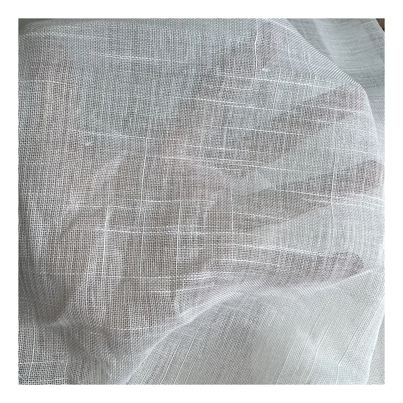 Hot Sale Poly Linen Look Voile  Leda  Fabric Free Sample sheer fabric High Quality curtain fabric for living room