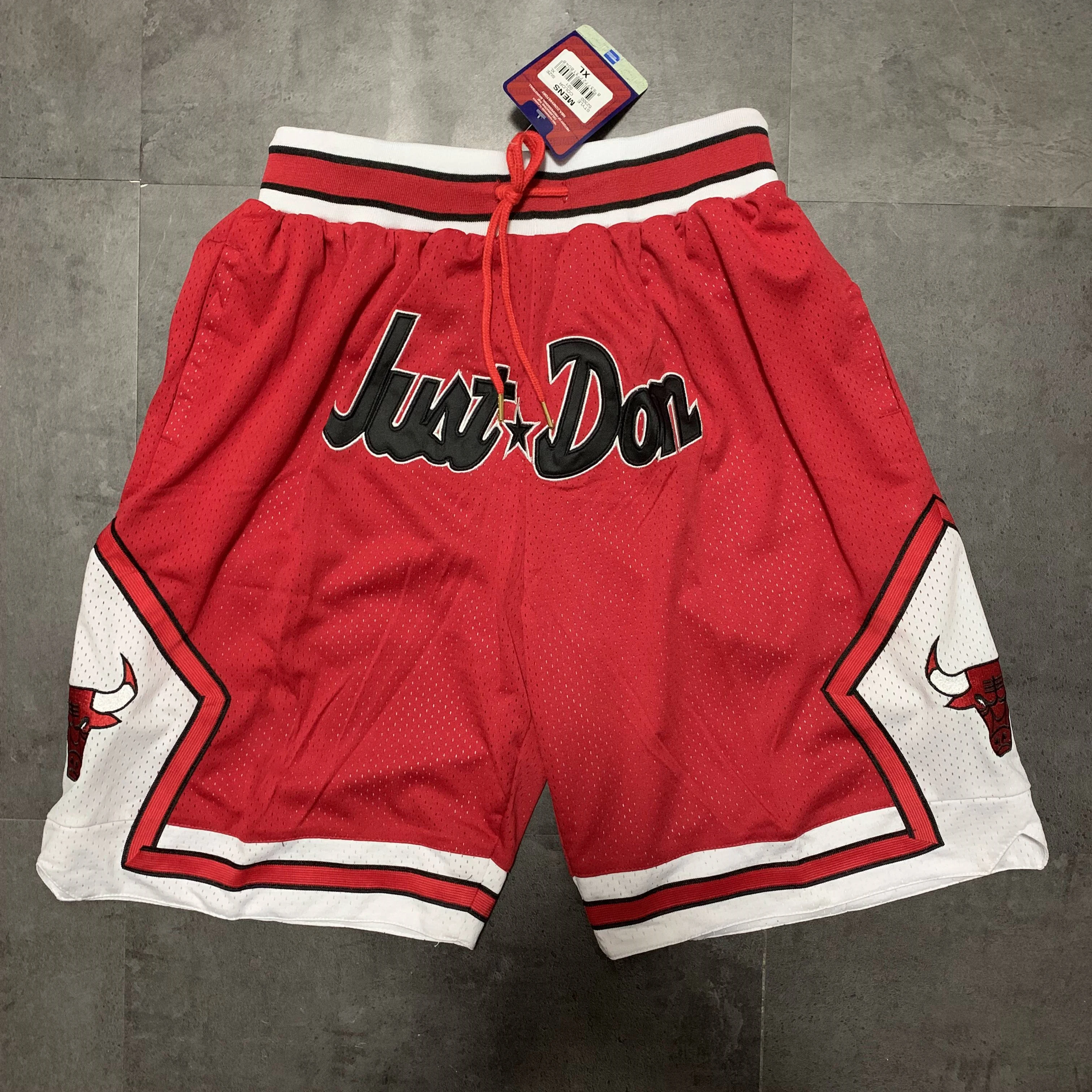 2023 Newest Just don US America size Men Breathable Vintage NBAA Pocket Embroidered Basketball Shorts