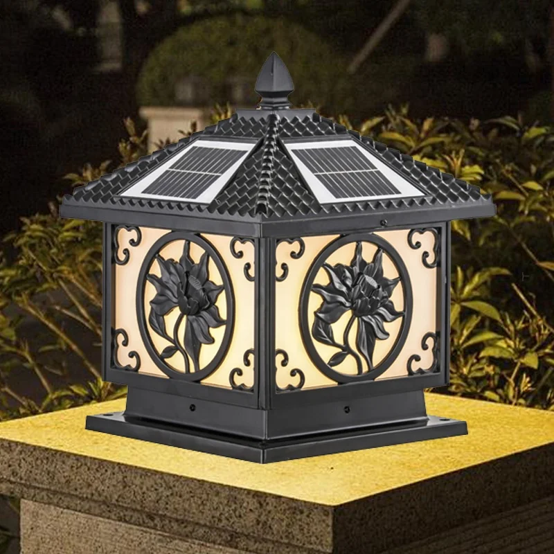 
new type aluminum metal garden led solar pillar light 