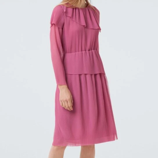 2021 wholesale beautiful ladies high quality chiffon pink dress custom lightweight fashion wear chiffon dress