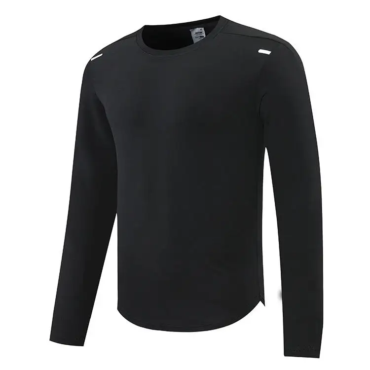 Running sweatshirts reflective logo sportswear custom logo quick dry long sleeve mens fieness shirts gym shirts men