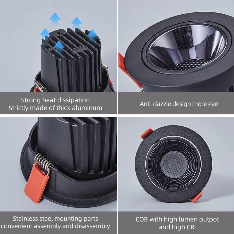 Dimmable 15 24 36 Degree Angle Downlights 12w Cri Ra90 Aluminum Ceiling Light Led Spotlights