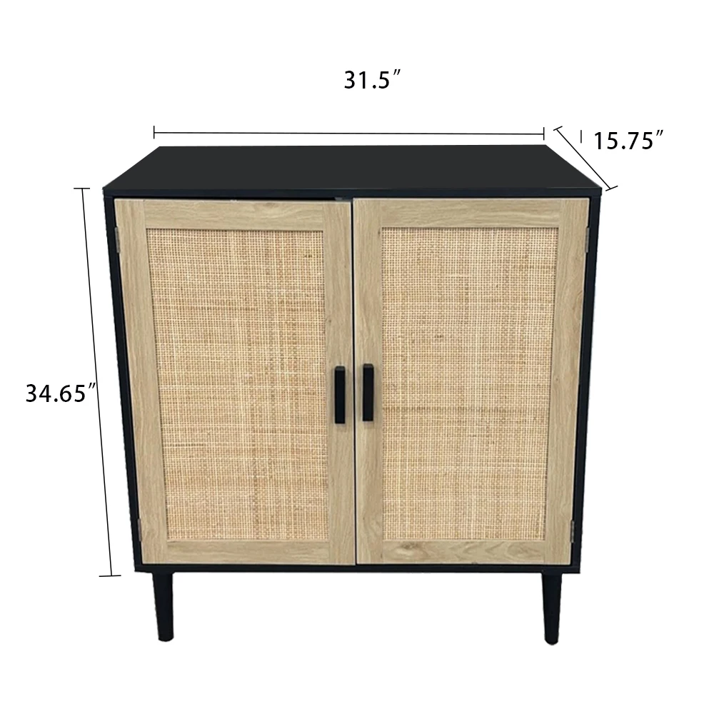 Youlike Customized Solid Wood Buffet Cabinet Sideboard Storage with PE Rattan Decor Doors