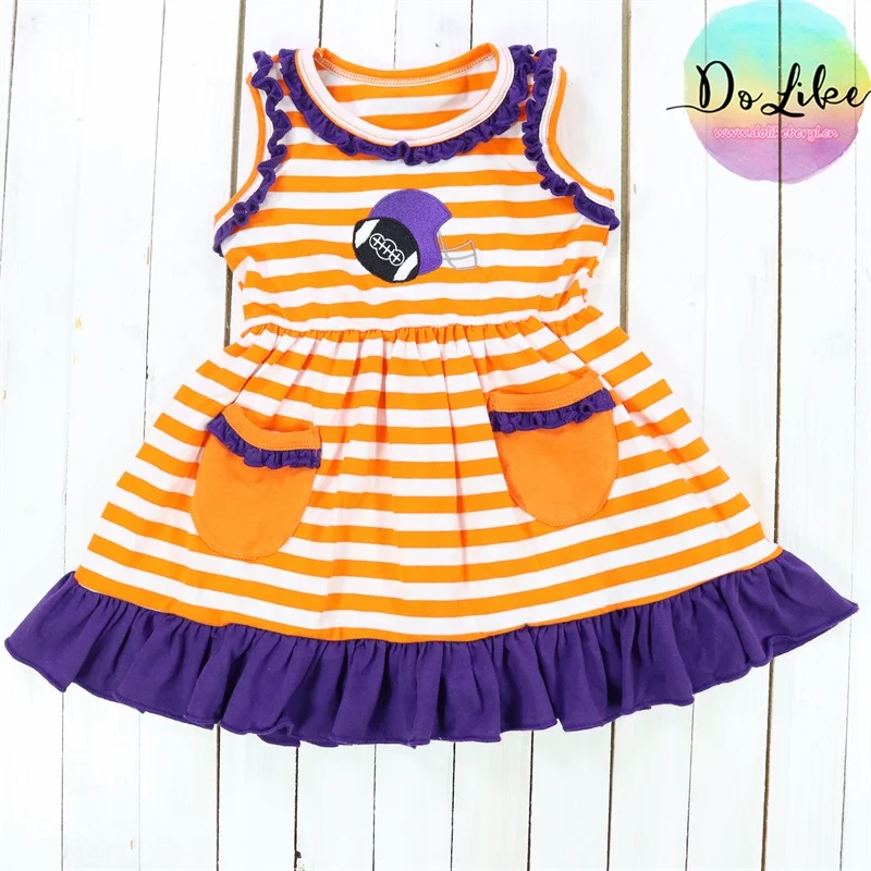 2024 New updated baby clothing outfits short sleeve orange baseball pattern sets competitive price little girls clothes