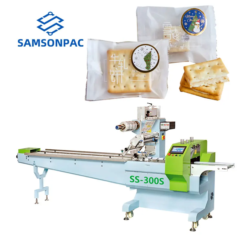 Factory Automatic High Speed Horizontal Bakery Small Cookies Wafer Crunchy Biscuits Flow Wrap Packing Machine