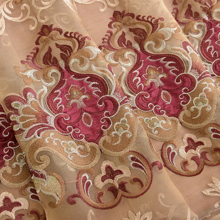 modern textured European style luxury hollowed out embroidery blackout curtain for the living room