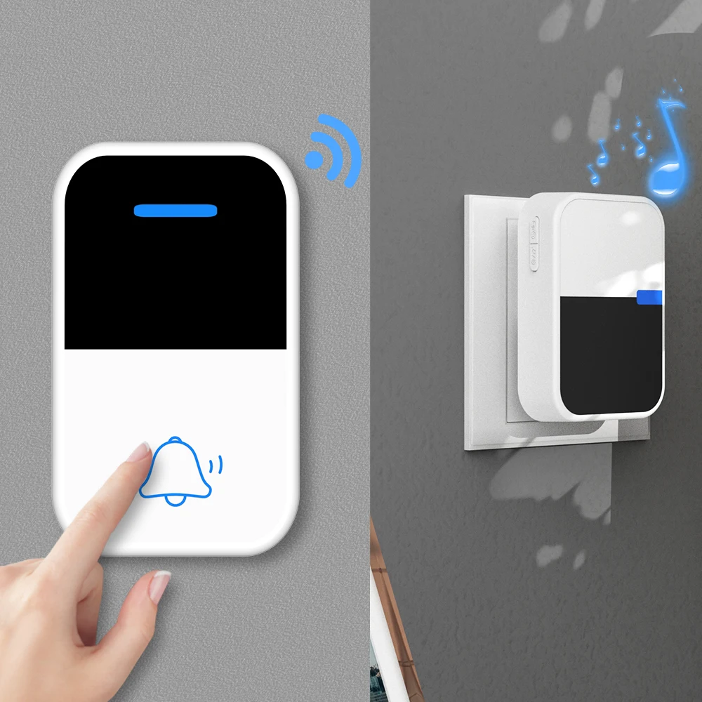 Wireless Doorbell Us Eu Uk Plug Self-powered Waterproof Door Bell 150m Long Wireless Distance 38 Songs Home Welcome Door Chimes