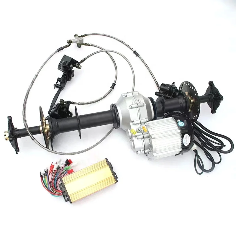 Electric Go Kart Chassis Complete Parts Kits Rear Bldc Motor Differential Transaxle with 48v/60v 500w/750w/1000w Power