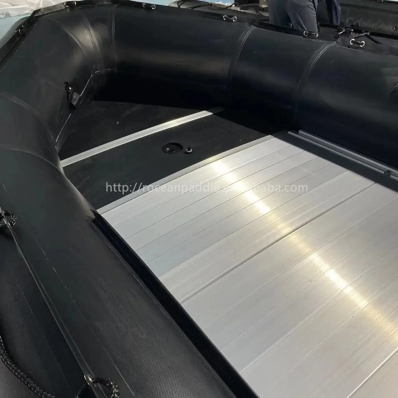 High Quality Rigid Aluminum Floor inflatable rowing boat 10 meter 11meter with outboard engine