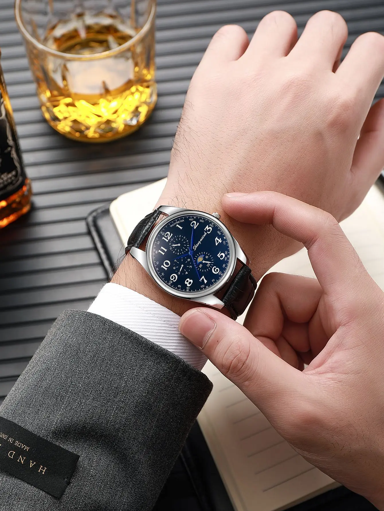 Men Casual Sport Watches Leather Band Calendar Quartz Watch Clearance Sale Blue Dial Reloj Hombre Erkek Kol Saati