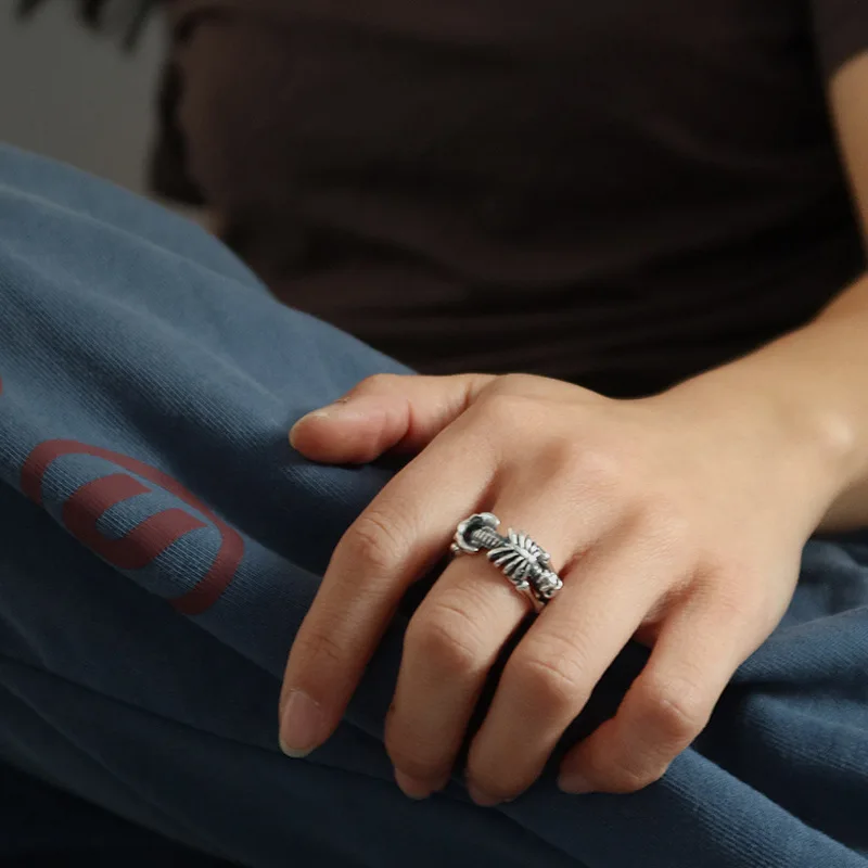 Old skull ring dark creative Halloween flip shape ring opening adjustable