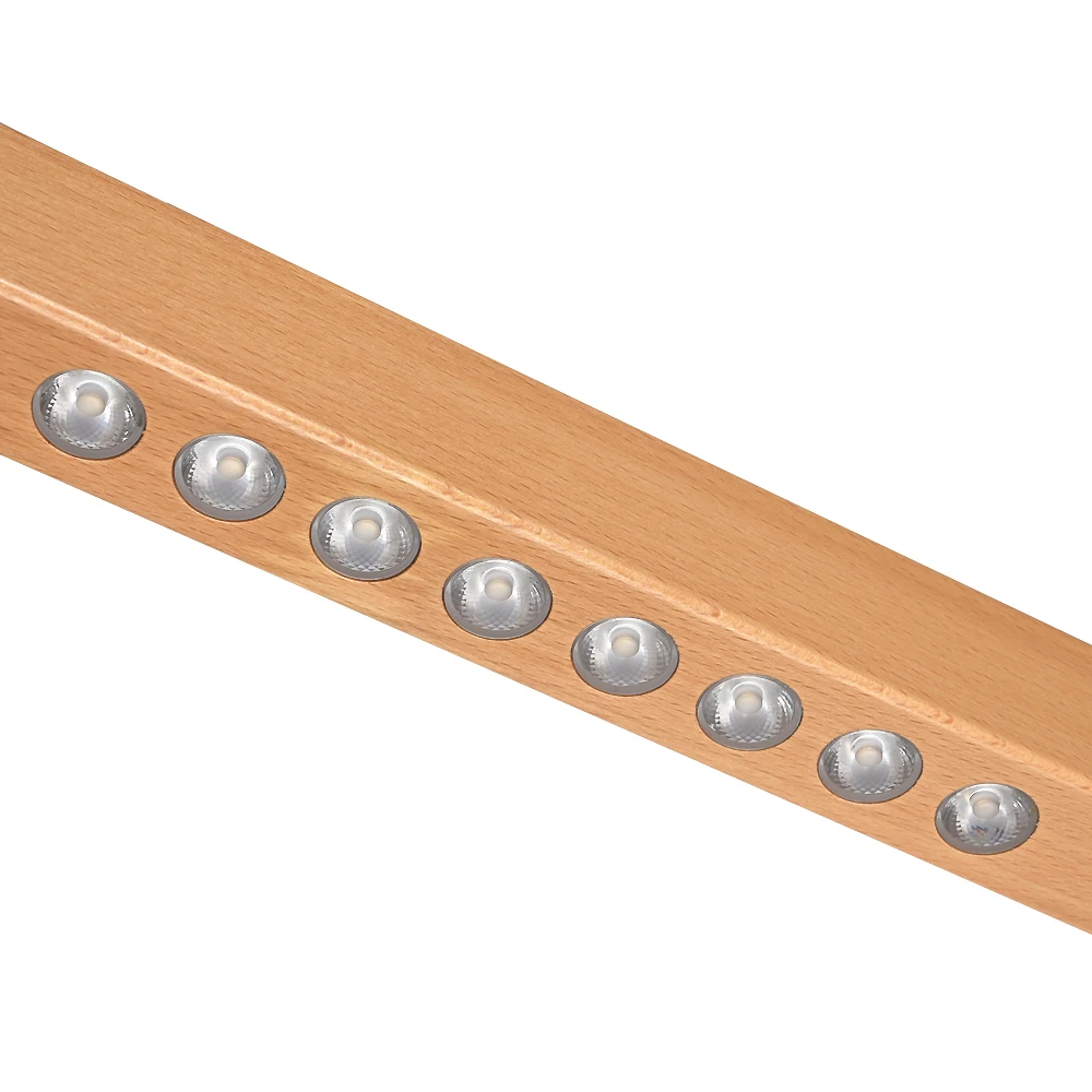 Natural Wood Linear Light Fixture Dining Ceiling Lamp Wooden Hanging Lights for Kitchen CE SAA CRM Certification