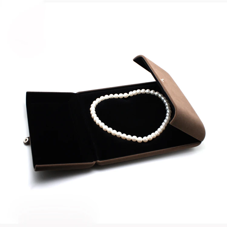Factory wholesale brown velvet luxury  jewelry box