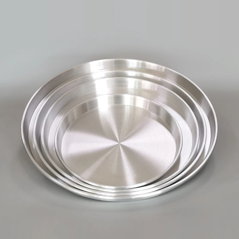 Factory Customized Round Aluminum Pizza shallow Tray Pan Nonstick Pizza Bake Pan