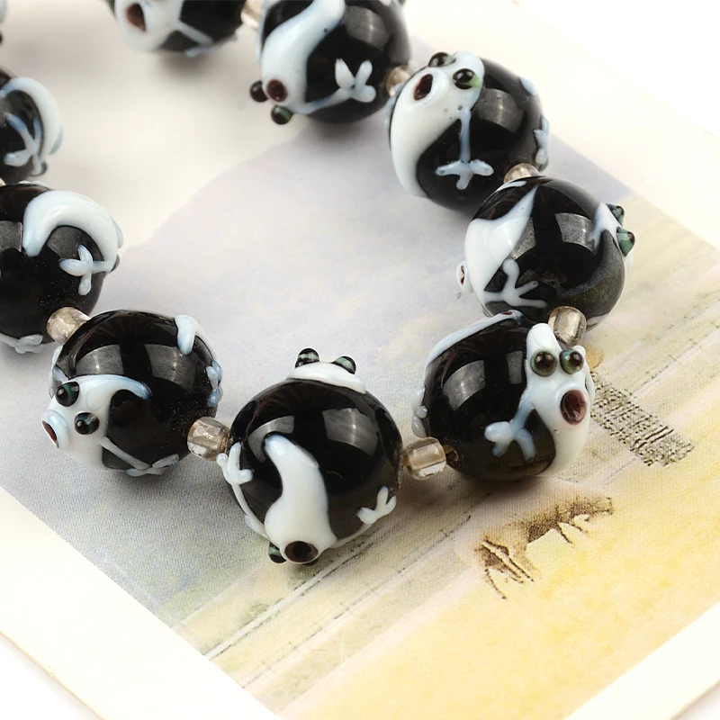 2Pcs/lot 15mm Creative Carved Animal Lampwork Glazed Glass Beads Loose Beads for Jewelry Making Necklace Diy