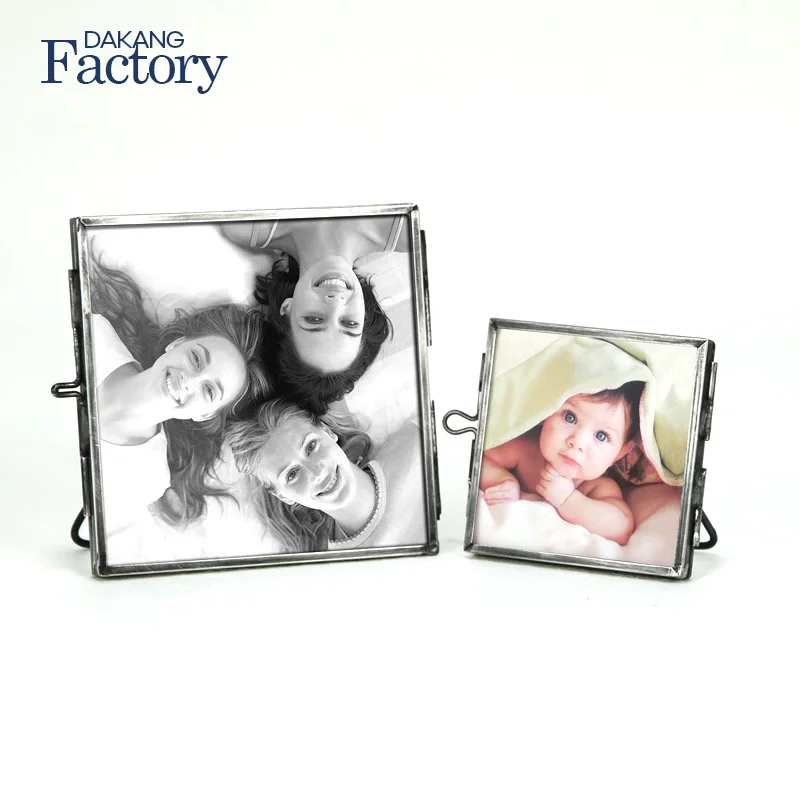 Metal Glass souvenirs Gift Vintage Picture Photo Frames Wholesale Support Mini Photo Frame Gold Frame