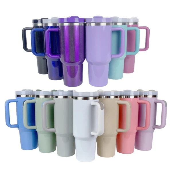 30oz 40 oz Shimmer Adventure DIY Cup Big Sublimation Tumbler Blank White Travel Mug with Handle and Lid