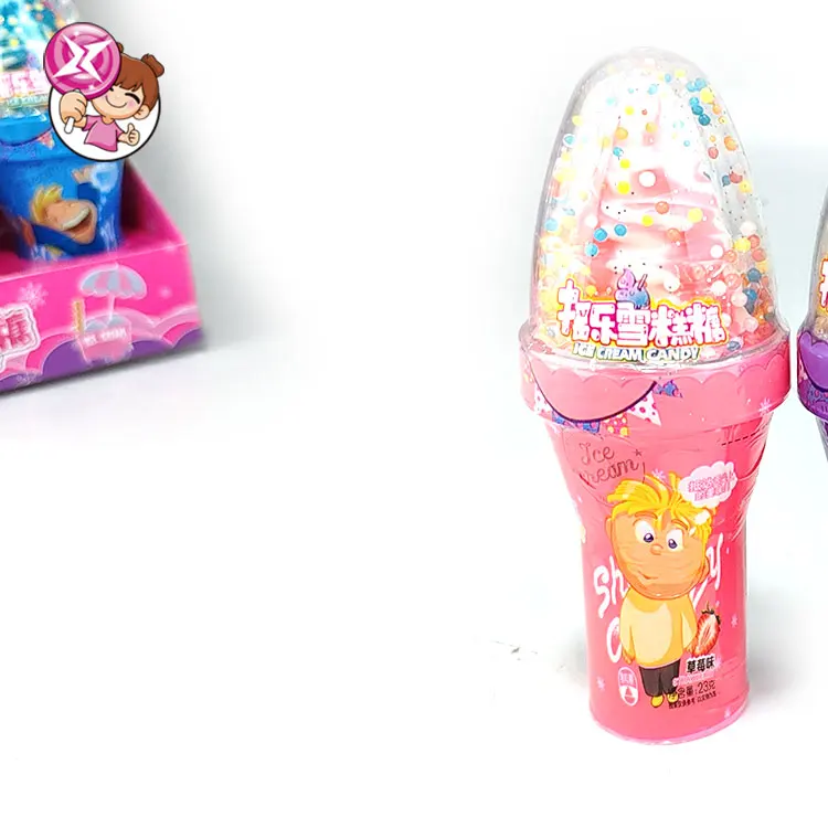Factory wholesale candy sweet hard candy children colorful shaking rotating ice cream cartoon design fruit flavor Halal candy