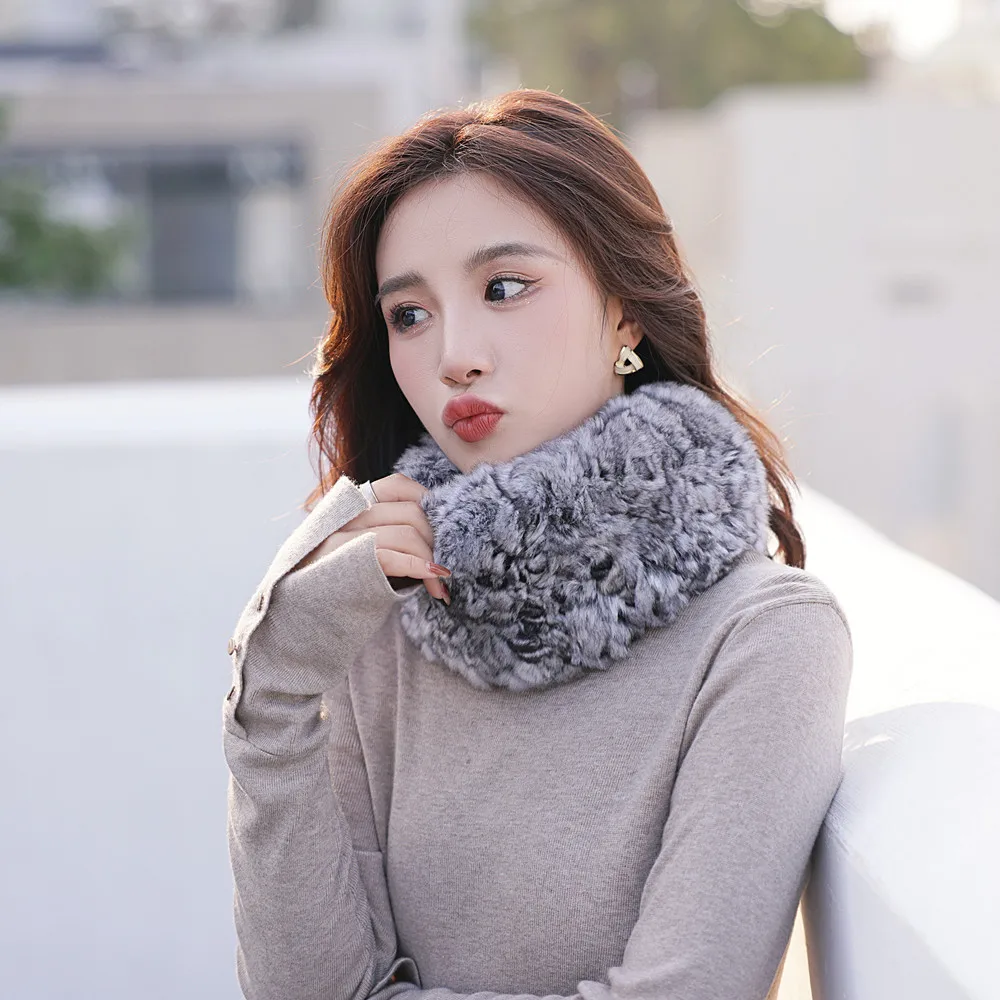 2024 Ladies Winter Luxury Real Chinchilla Fur Headbands Women Chinchilla Fur Neck warmer Hand Knitted Chinchilla Fur Hat