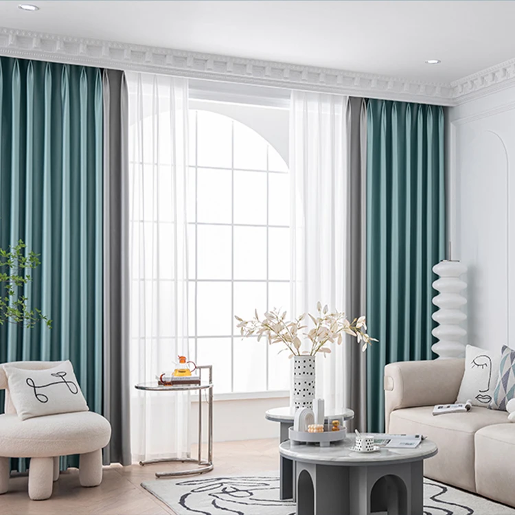 Out Curtains Living Room Window Curtain Wholesale Modern Nordic Simplicity Custom 100% Black Kitchen Blackout Curtain Woven