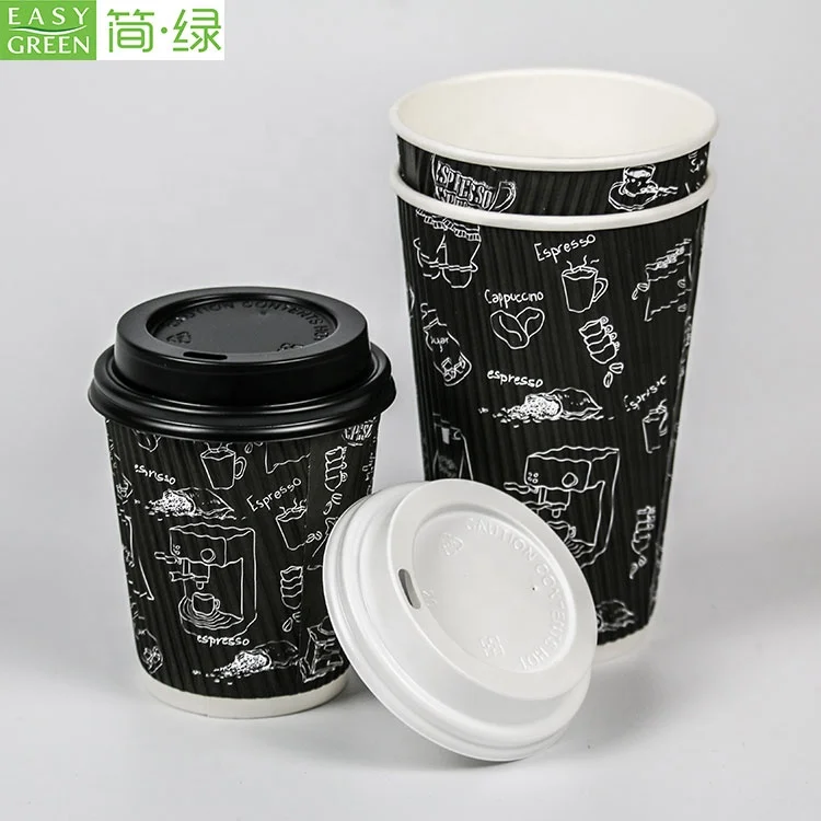 
EASY GREEN 10oz Hot Sell Double corrugated Wall Disposable hot Coffee Paper Cup 