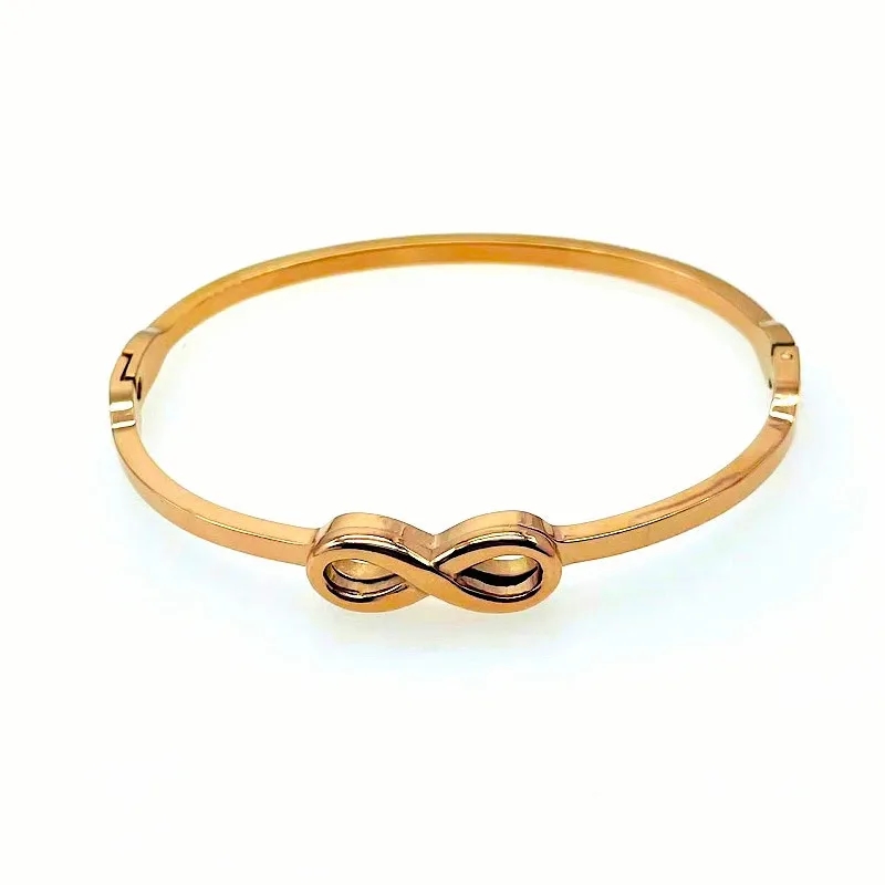 Minimalist 316L Jewellery Waterproof 18k Gold Plated Bijoux Cuff Infinity Stainless Steel Bangle Jewelry Wrist Lady Bangle